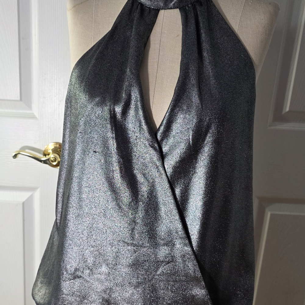 Parker Shimmering Silver Halter Tank Top